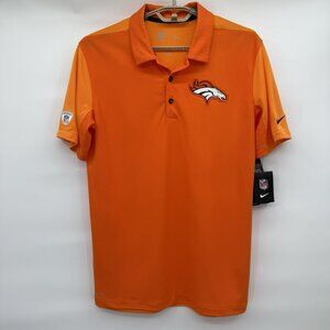 Nike DRI-FIT Broncos Shirt Mens Medium Orange Golf Polo Golfer Short Sleeve NWT